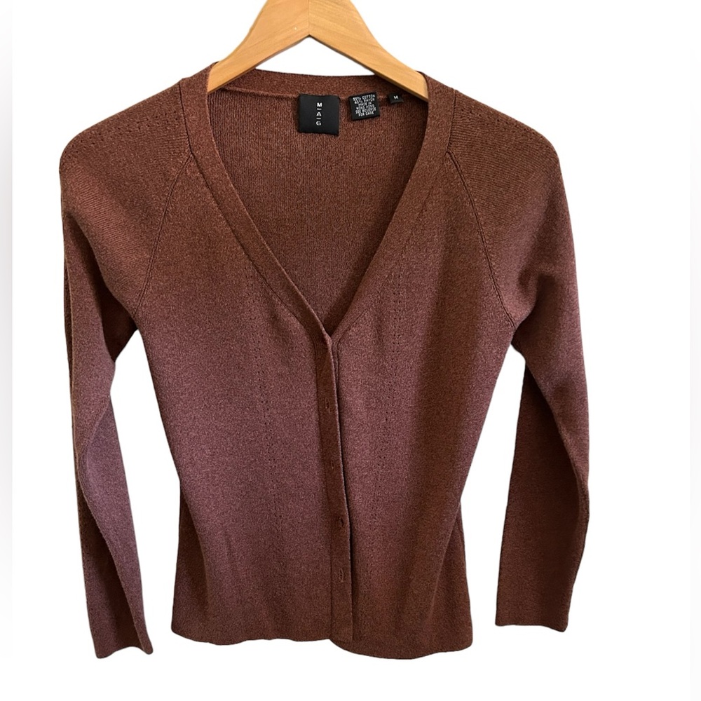 Vintage MAG (Magaschoni) Brown Cotton & Rayon Form Fitting Sweater Set Size M - Picture 6 of 9